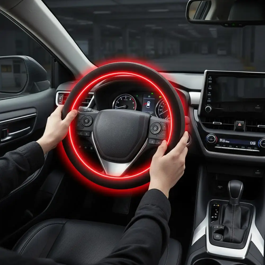 Universal Car Steering Wheel Heater Cover Winter Cord Heated Steering Wheel Cover Quick Warm Anti-slip For 12v Socket I9i7