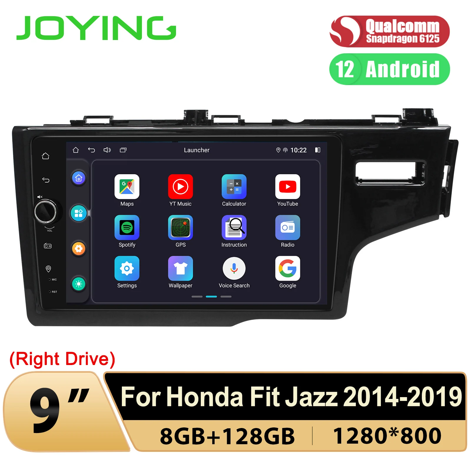 JOYING Right Drive 9 inch Android 12.0 Car Radio Stereo Multimedia Player For Honda Fit Jazz 2014-2019 With Carplay Android Auto