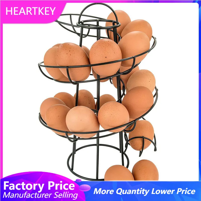 

Multifunctional Spiraling Dispenser Kitchen Storage Display Rack Organizer Spiral Design Metal Egg Skelter Holder Rack