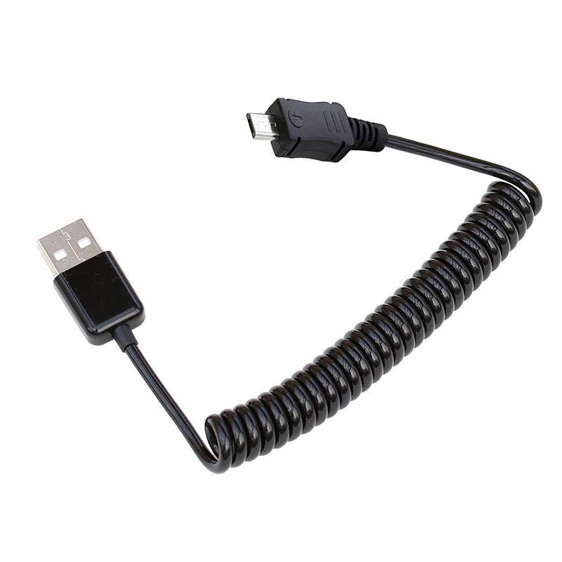 25cm Spring Coiled USB 2.0 Male to Micro USB Data Sync Charger Cable