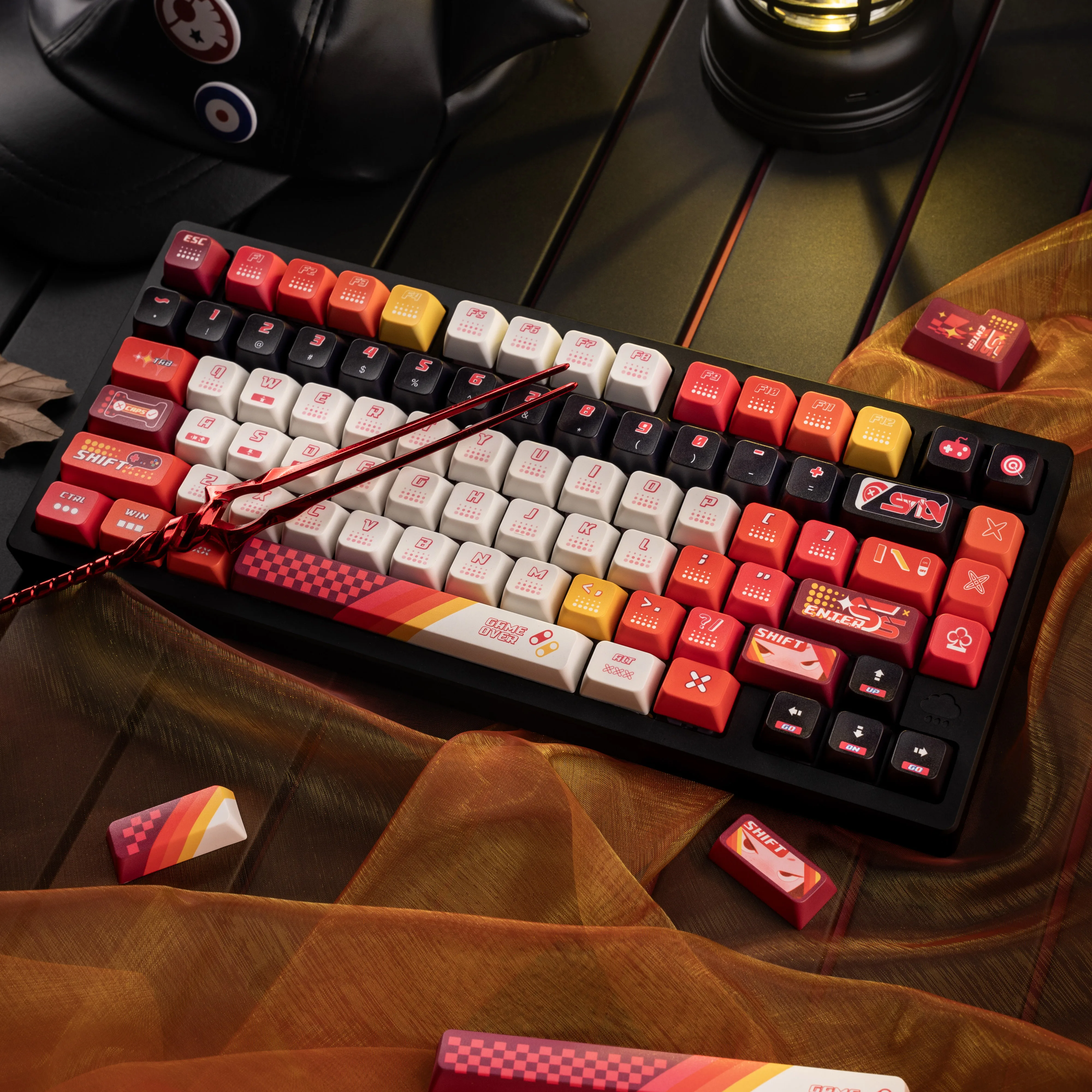 Visual Game Orange Keycaps Customized Keyboard Caps PBT Sublimation MDA Height 140 Keys