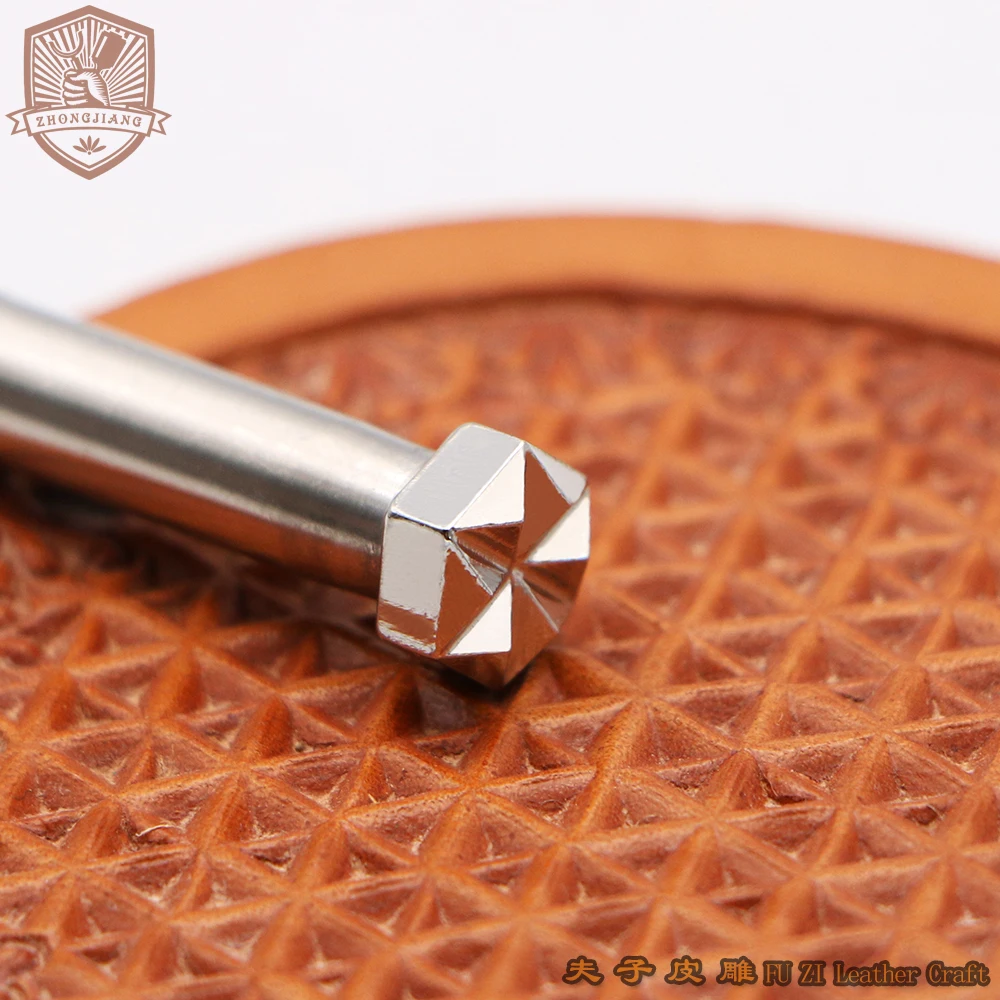

E128 Leather Stamp Tool Hex Star Stamping Working Carving Punches Tools Craft ZHONGJIANG