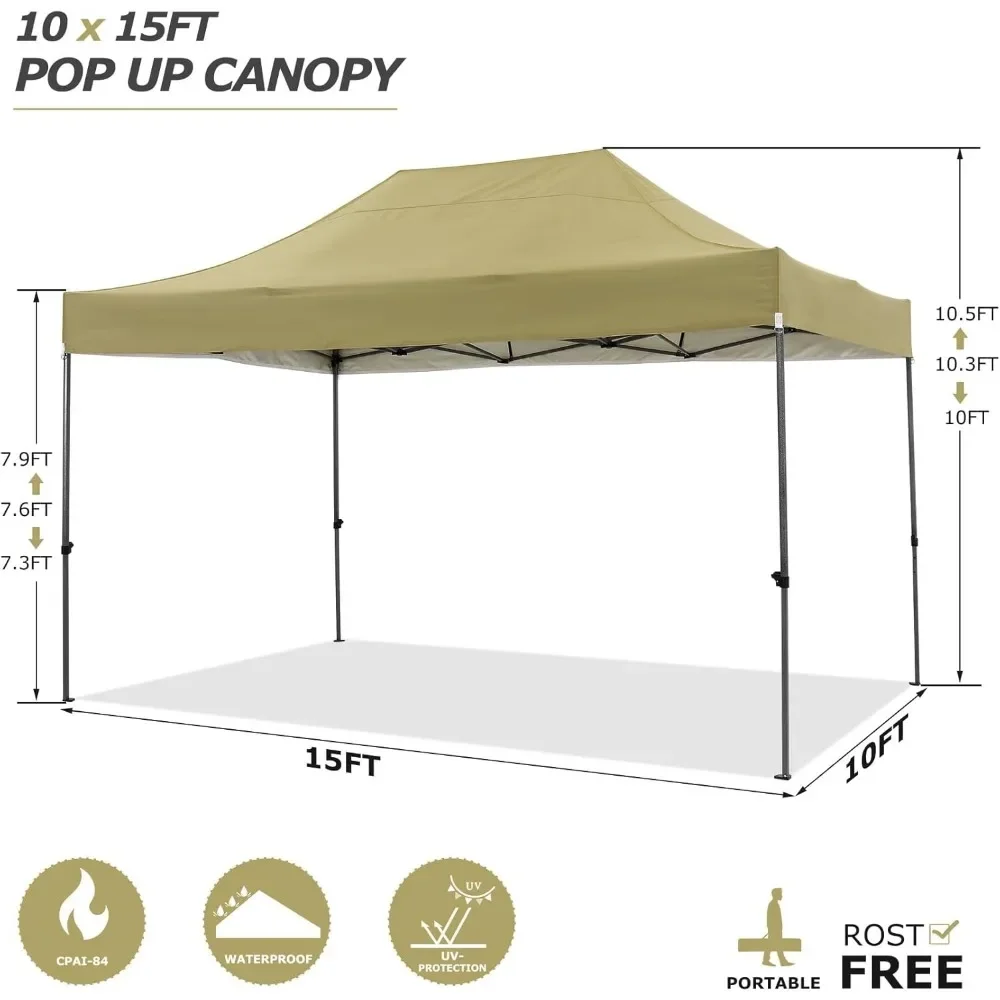 10x15 açılır kanopi Gazebo 3.0, kolay, ağır hizmet tipi kanopi, 4 çıkarılabilir yan duvarlı, yüksek stabilite, tüm hava koşullarına uygun güneşlik %100