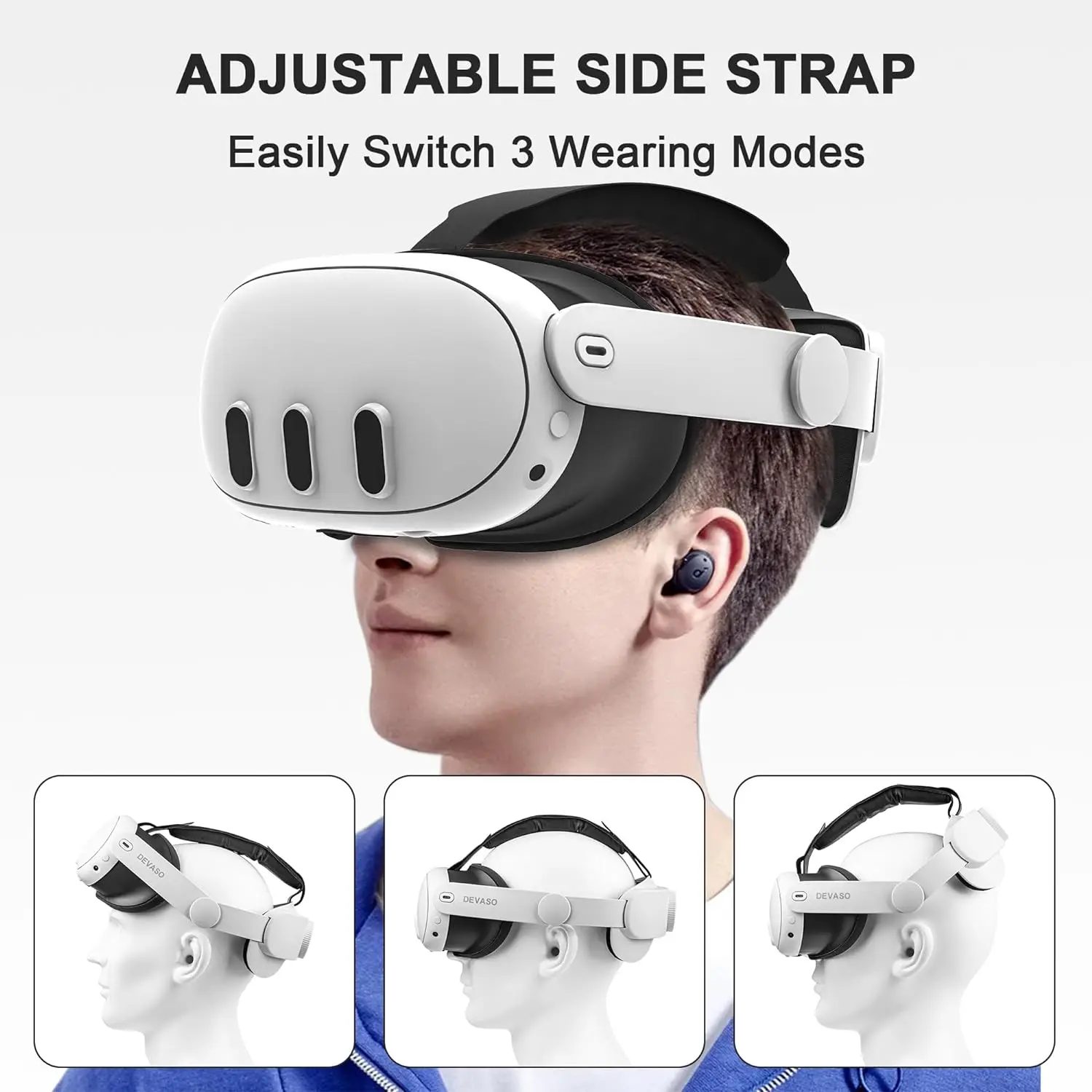 Head Strap for Meta Quest 3, Comfort Adjustable Elite Strap Replacement for Oculus Quest 3, Soft Cushion VR Headset Accessories