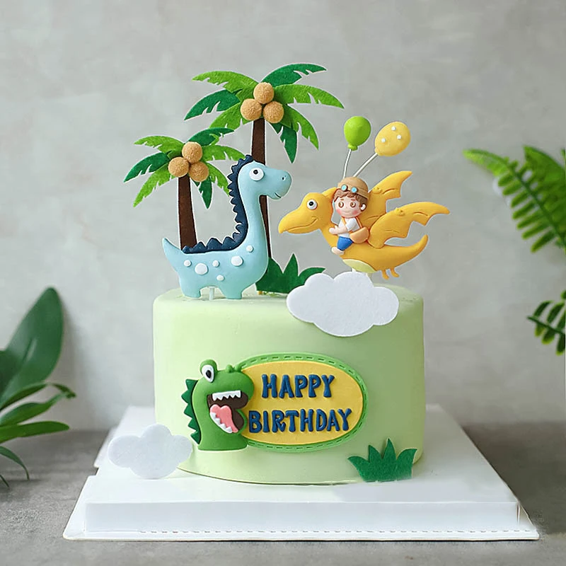 Birthday Party Dinosaur Theme Cake Topper Kids 1st Birthday Cake Decor Baby Shower Birthday Party DIY Cake Decoration Supplies