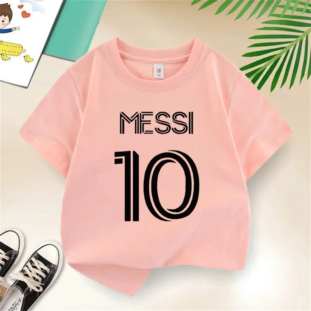 Football Children's Cotton T-shirt Simple Print Messi No. 10 High-quality Top Clothing Outdoor Street Fashion Trend Brand Top