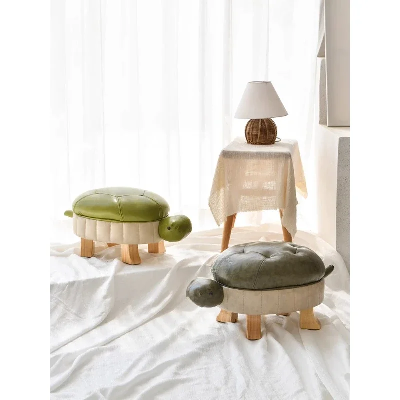 Turtle shoe stool means solid wood animal leather sofa pedestal stool porch