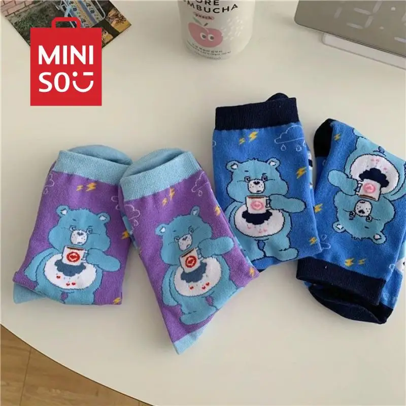 

New Kawaii Miniso Care Bear Long Socks Cartoon Anime Love Bear Street Skateboarding Socks Trend Keep Warm Comfortable Socks