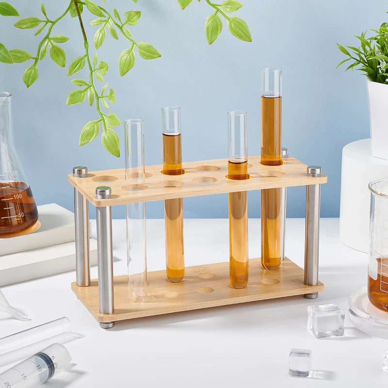 1 Set Bamboo Test Tube Rack  Lab Test Tube Holder for Test Tubes Lab Test Tube Rack for Scientific Experiments Wood Spice Rack