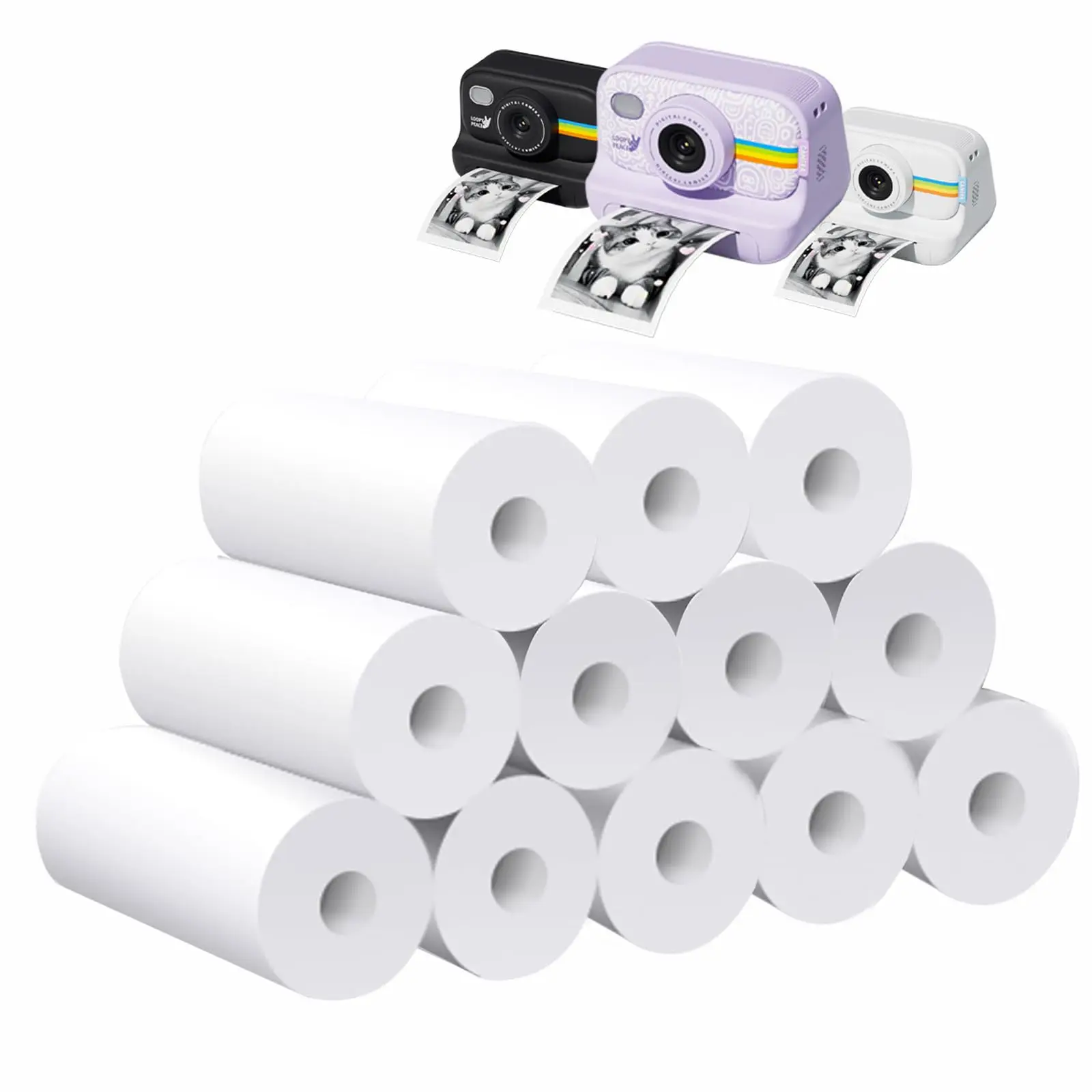 Kids Instant Camera Refill Print Paper 12 Rolls Photo Printer Thermal Paper Rolls Instant Print Camera Refill Paper Kids Camera