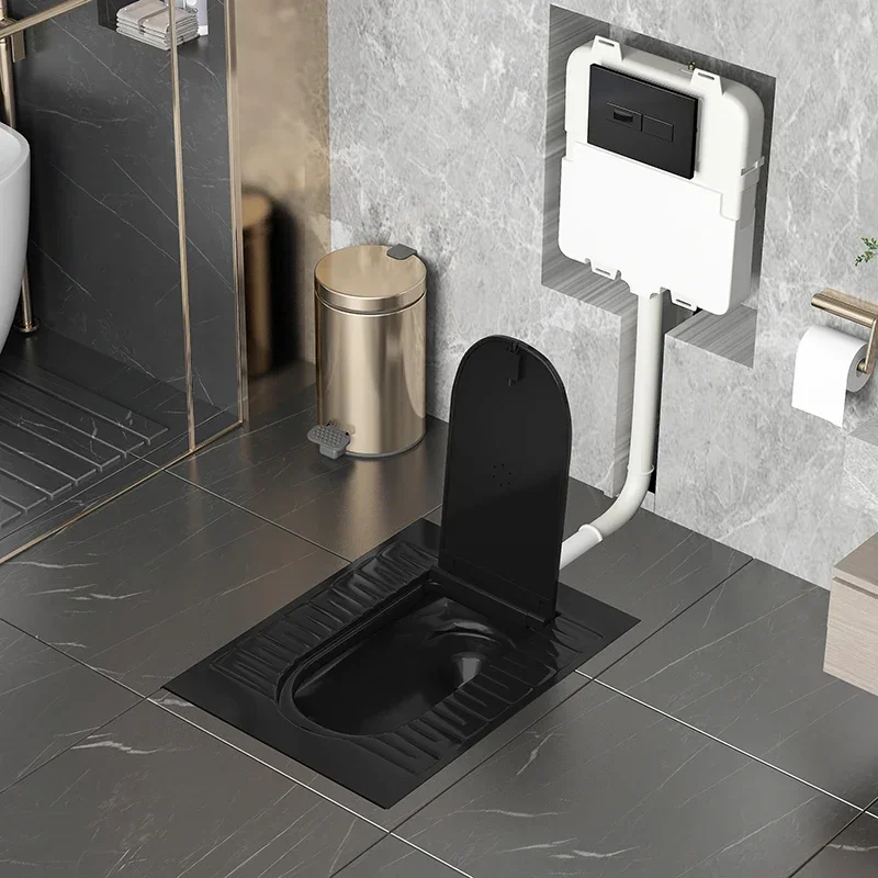 Recessed hidden concealed water tank with cover black squatting toilet