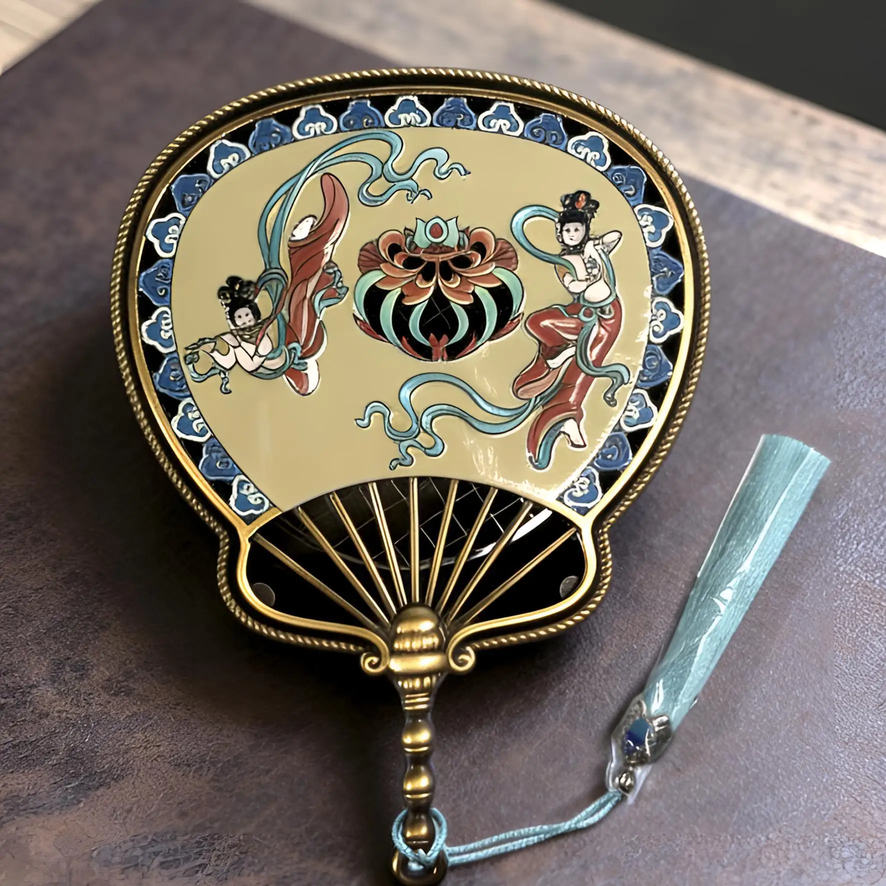 H1 Enamel color incense burner fan antique sandalwood Guochao plate incense burner household  ornament