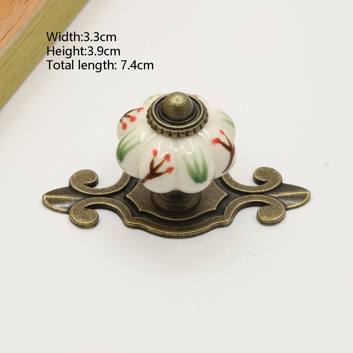 Fluted Pumpkin Floral Printed  Cabinet Door Knobs Kitchen Cabinets Pulls Ceramic Dresser Wardrobe Cupboard Furniture Handle