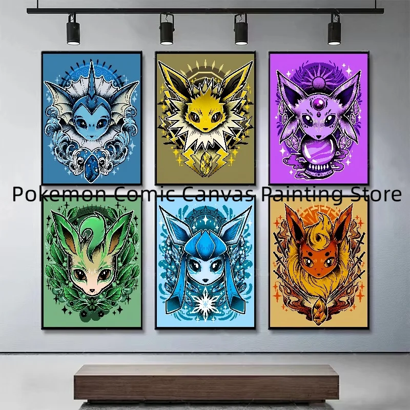 High Quality Art Canvas Painting Classic Anime Pokemon Eevee Print Frameless  Poster Picture Art Aesthetic Room Decor Painting