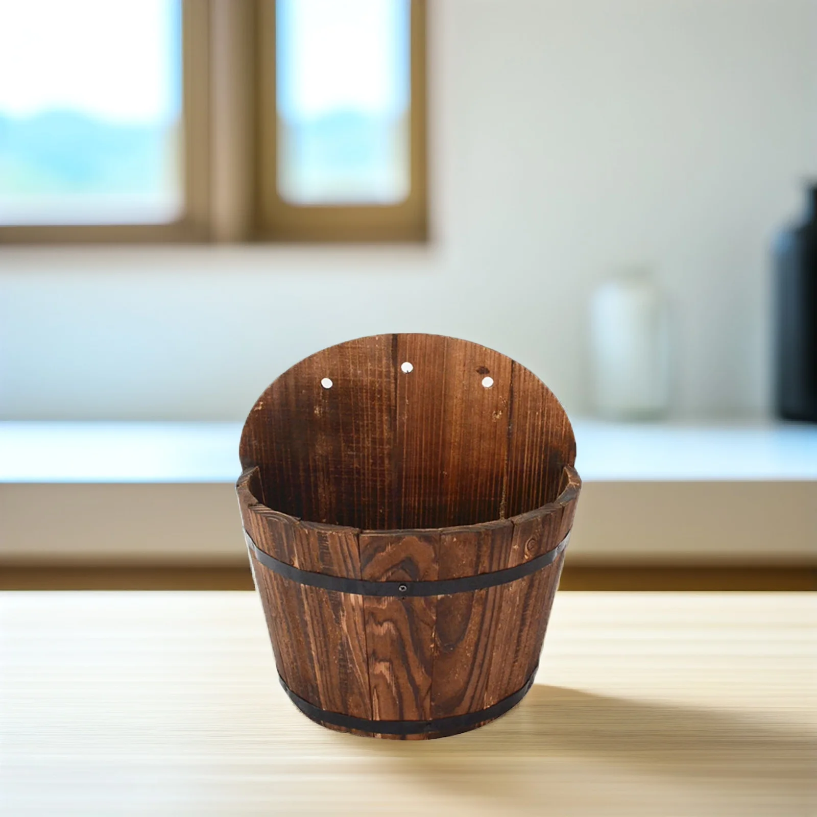 

Wooden Flower Pot Small Size Hanging Fence Planter Container Garden Decoration Outdoor Plants Succulent Display Bucket Style