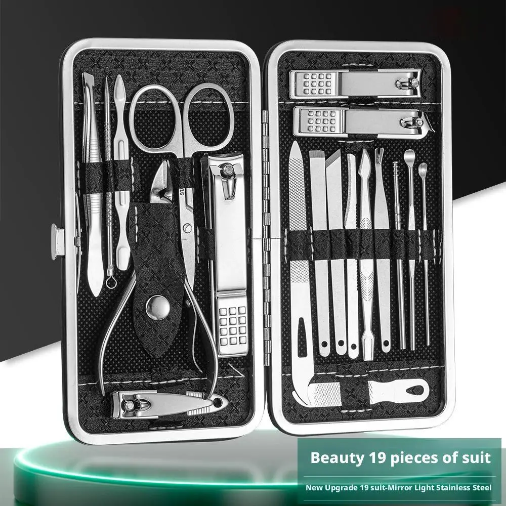 19-teiliges Maniküre-Set, Nagelknipser-Set, Edelstahl, professionelles Pediküre-Set, Nagelpflege, Schönheitswerkzeuge