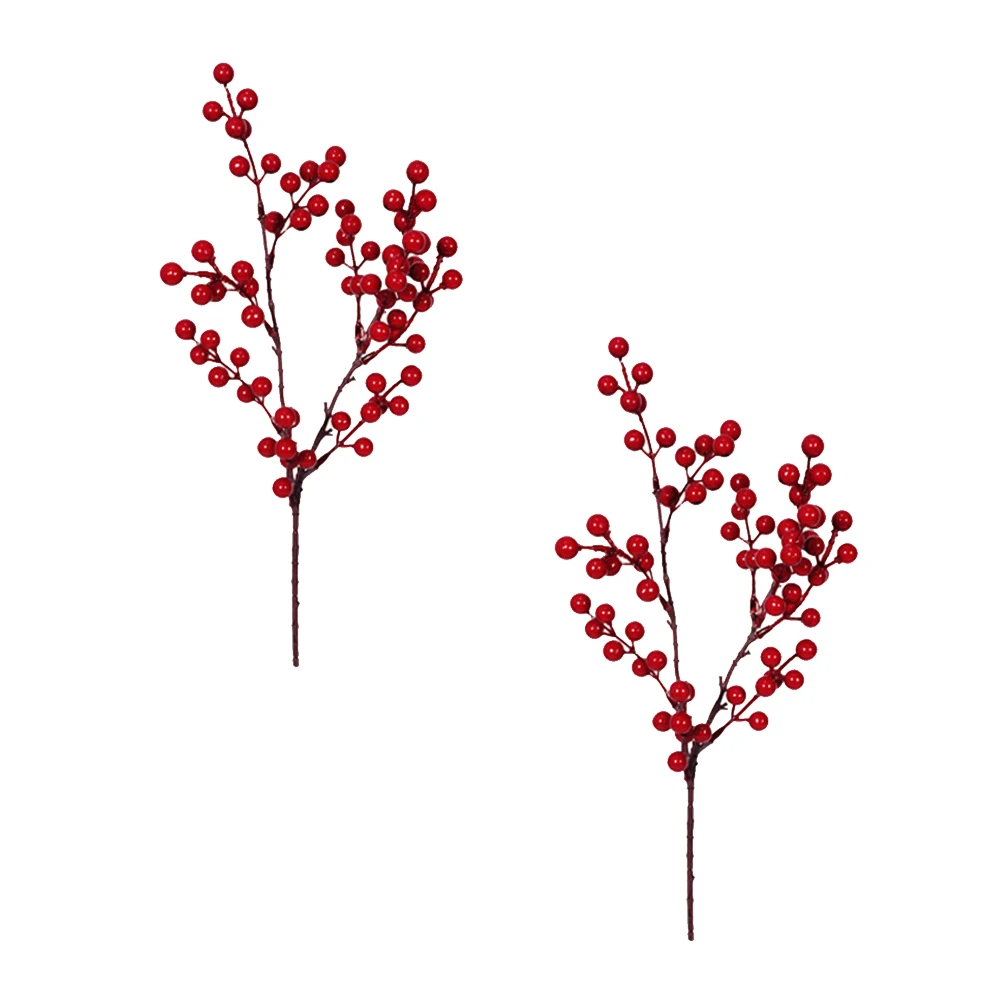 

2pcs Artificial Plant Lifelike Jequirity Bean Ornament For Home Party Christmas Decoration No Watering Needed Decorative