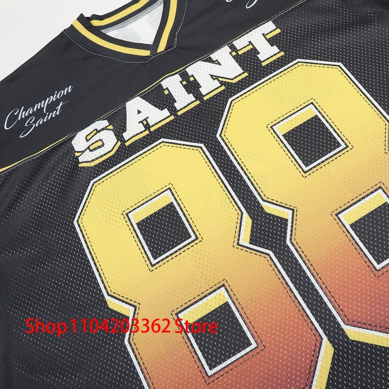 SAINT Mesh Jersey No.88 Tee Men Women Fashion Outdoor Sports Fitness Casual V-neck Short Sleeve Summer New SAINT T-shirts