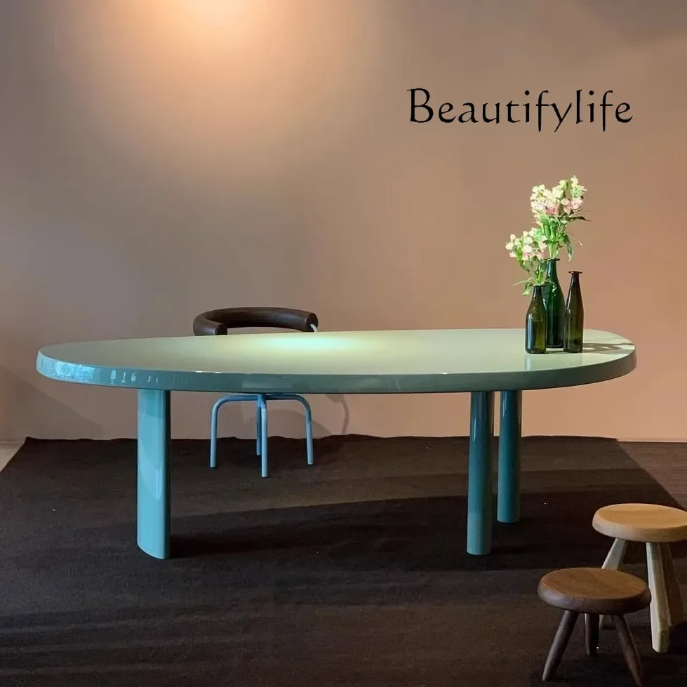 Light luxury paint desk minimalist office workbench semi-oval computer desk curved light luxury fashion