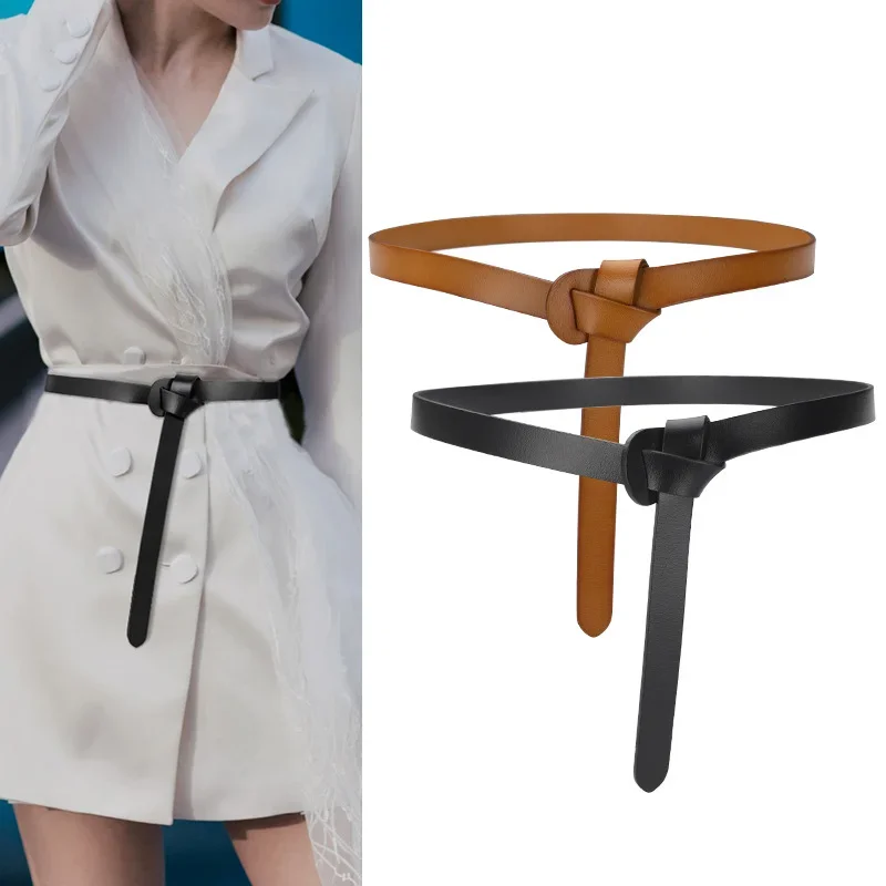 Women's belts fashionable and versatile small suit style genuine leather women's belt literary retro alloy buckle belt women