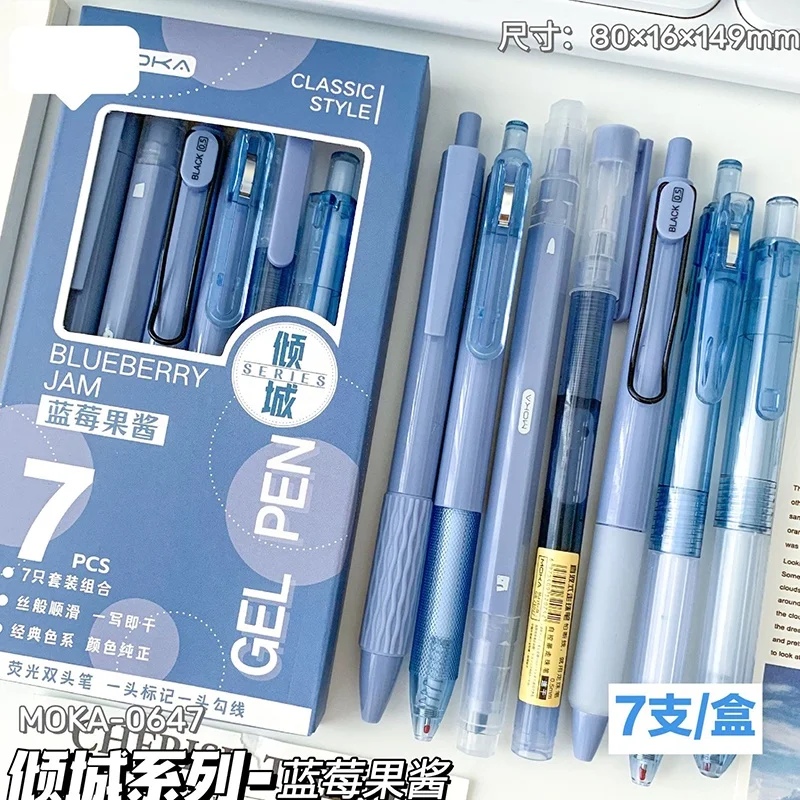 

7Pcs/Box Minimalist Transparent 0.5mm Gel Pens Fashion Office Signature Pen Creative Multifunction School Supplies