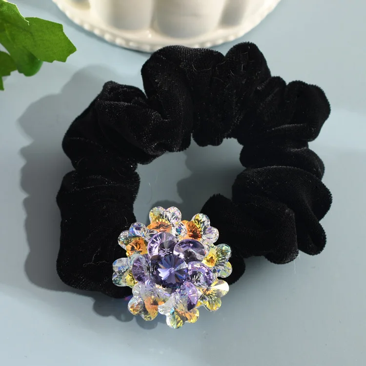 hair rope headdress flower rope hair rope elastic diamond flannelette mother took drill go han edition