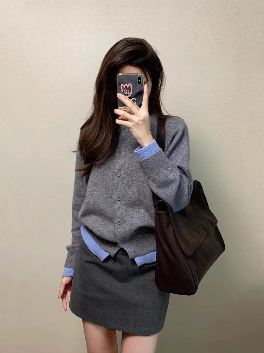 

Spring Autumn High Quali Commute Sle Long Soft Women's Knitted Sweater Button up Cardigan Casual Versatile