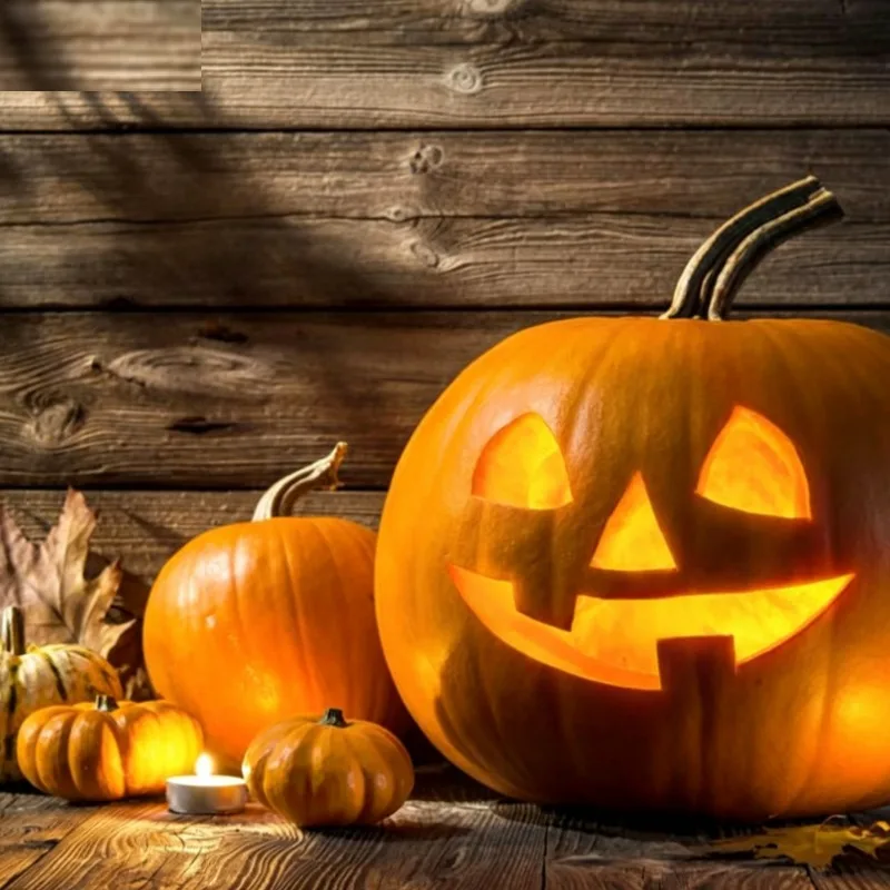 Halloween jack-o-lantern ornaments, outdoor scene arrangement luminous pumpkin