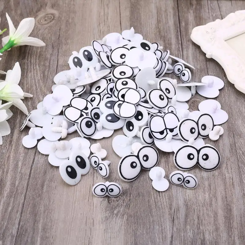 

F1CB White Background Black Eyes Concealed Buttons Eyes School Classroom Home Art Handicraft Decorations