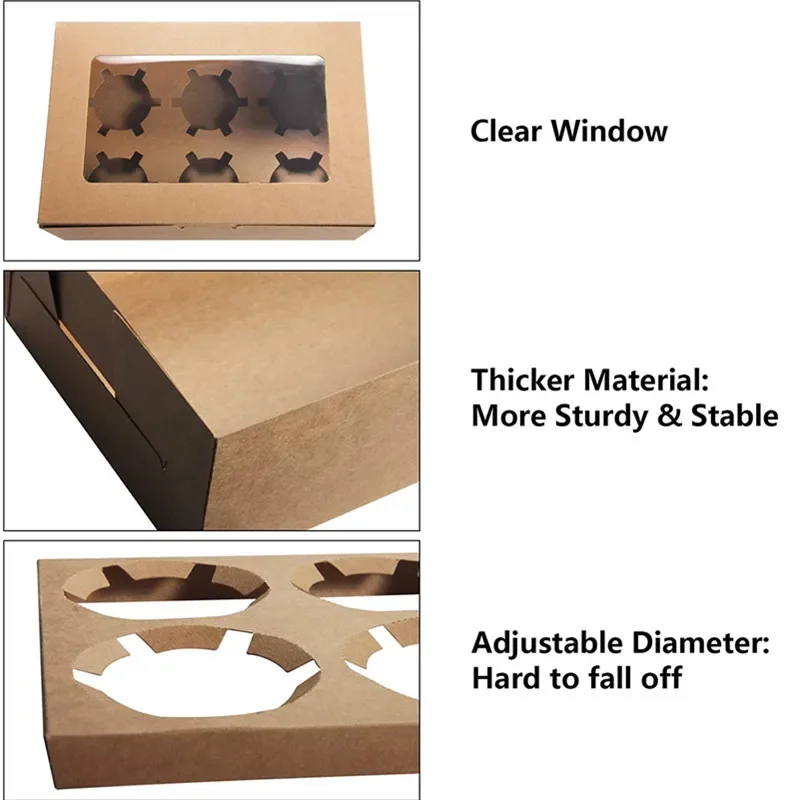 10Pcs/set Portable Transparent Window Cupcake Box Cake Biscuit Cookie Package Boxes Pastry Packaging Dessert Container Gift Box