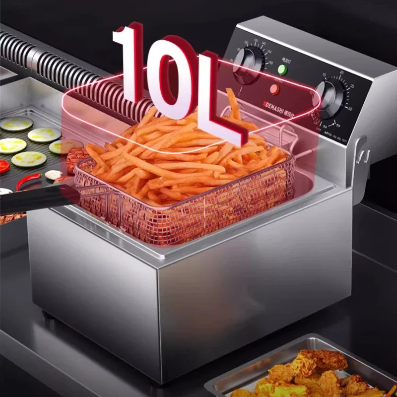 new large capacity Electric fryer commercial fryer electric fryer stall fried chicken french fries single double cylinder