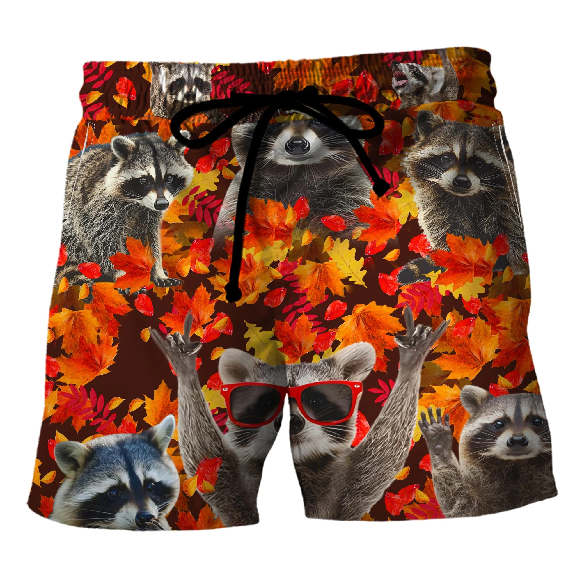 

Милые пляжные шорты Racoon 2025 с 3D принтом, забавные шорты с рисунком енота для мужчин, одежда, повседневные плавки в стиле хип-хоп, детский топ