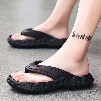 남성용 미끄럼 방지 쪼리, 야외 정원 샌들, 편안하고 부드러운 비치 슬리퍼, 두꺼운 밑창, 2024 년 신상