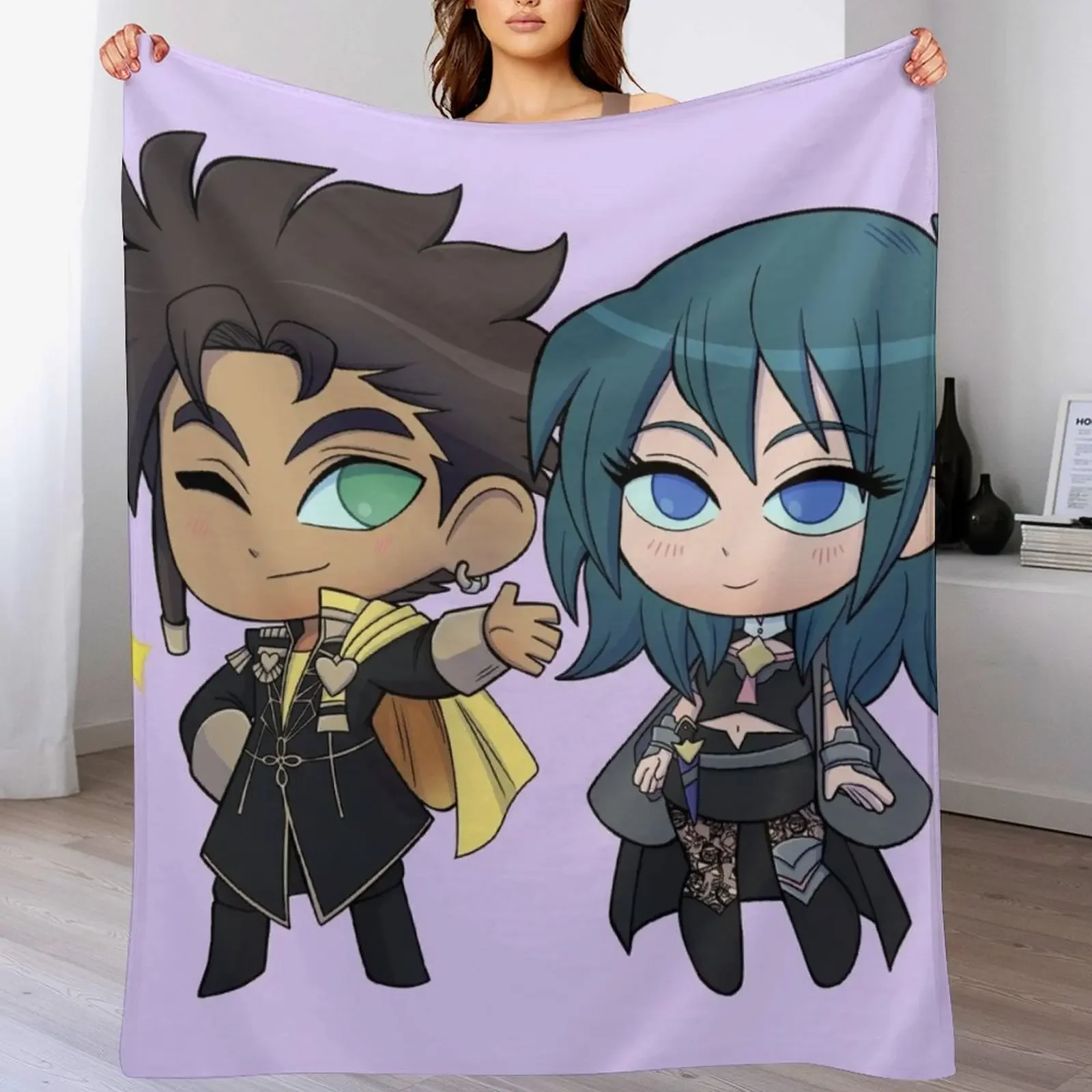 

Byleth (F!Byleth) and Claude - Fire Emblem Three Houses - Chibi Cuties Throw Blanket Men's Soft Warm Throw Blanket for Couch