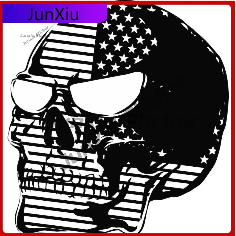 

Skull Head USA American Star Flag Sticker Graphic Scratch-Proof Decoration Funny Rv Suv Window Stickers Custom Car Decals Electr