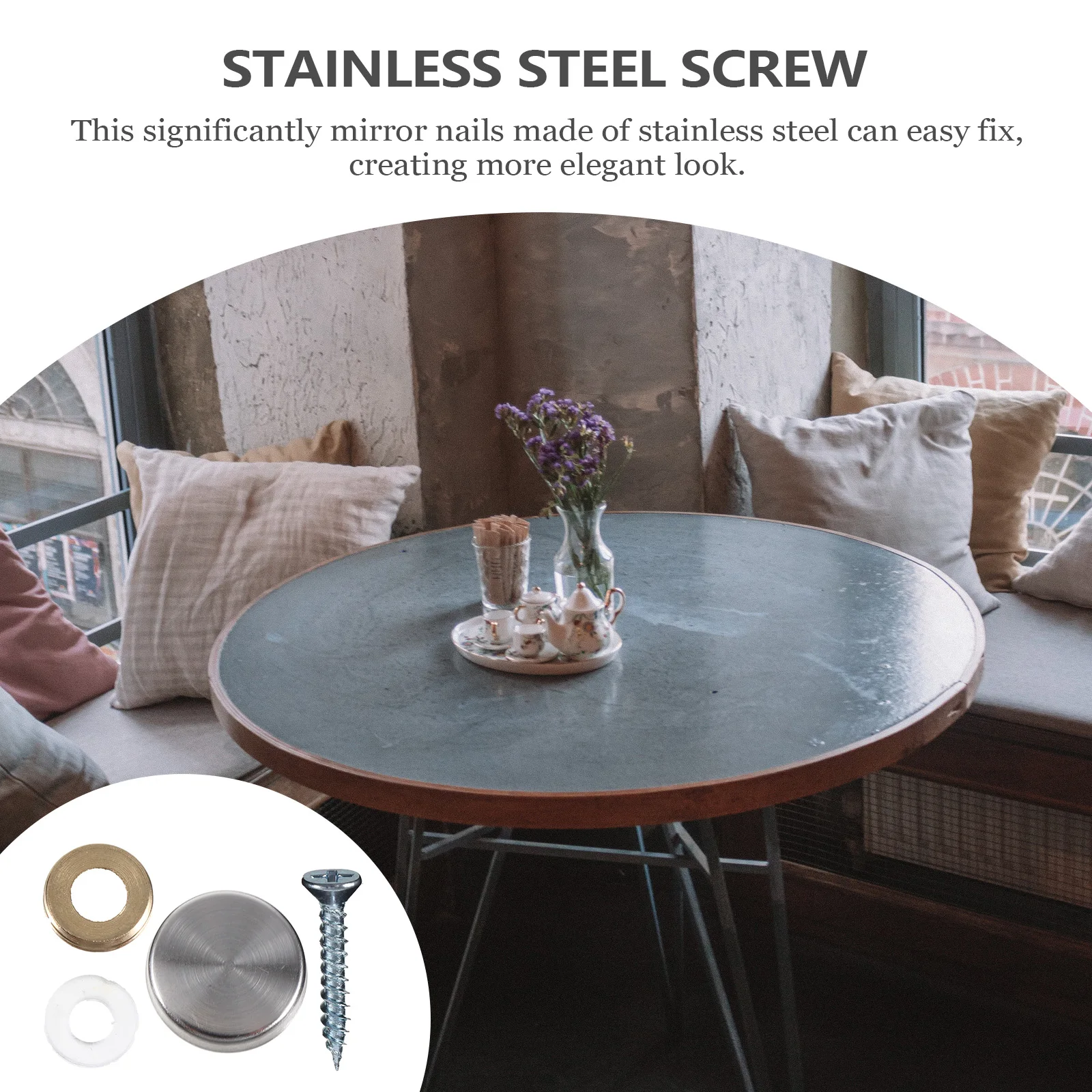 

24Pcs Stainless Steel Mirror Nails Fixing Screws for Glass Furniture Wardrobes Mirrors Mirror Nail Fixing Screw