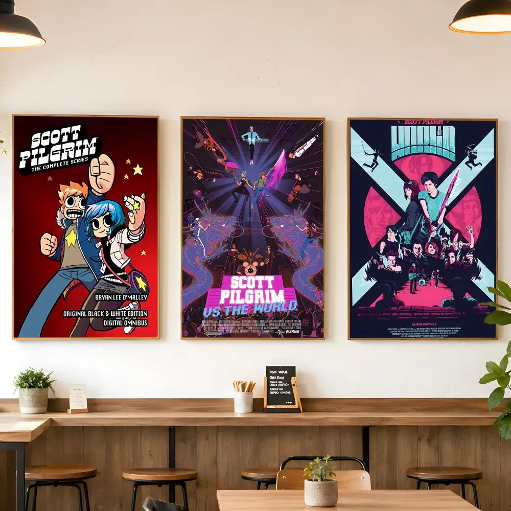 Movie S-Scott Pilgrim VS The World Poster Matte Wall Peel And Stick Decor Bedroom Living Room Office Dorm Home
