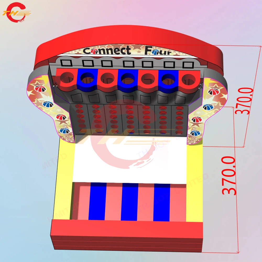Festa all'aperto Noleggio Carnevale Basket Gonfiabile Collegare 4 Giochi Sportivi 3.7x3.1x3.7mH Gioco di Tiro di Basket Gonfiabile Giocattolo