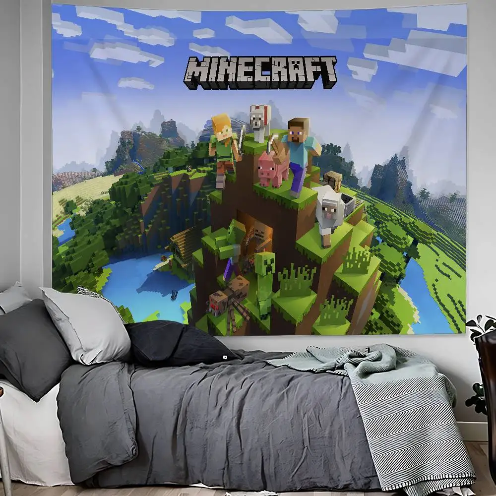 Hot Game M-Minecraft Classic Cartoon Tapestry Art Science Fiction Room Home Decor Wall Hanging Home Decor