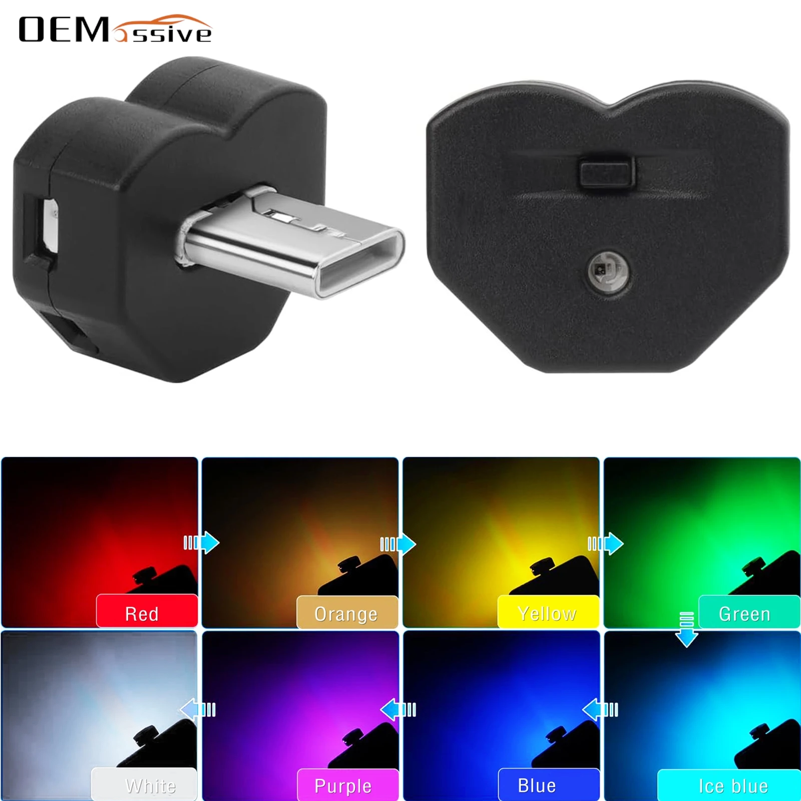 2pcs Mini USB LED Light 8 Color RGB Car LED Interior Lighting 5V Type C usb Ambient Light LED Atmosphere Laptop Home Night Lamp