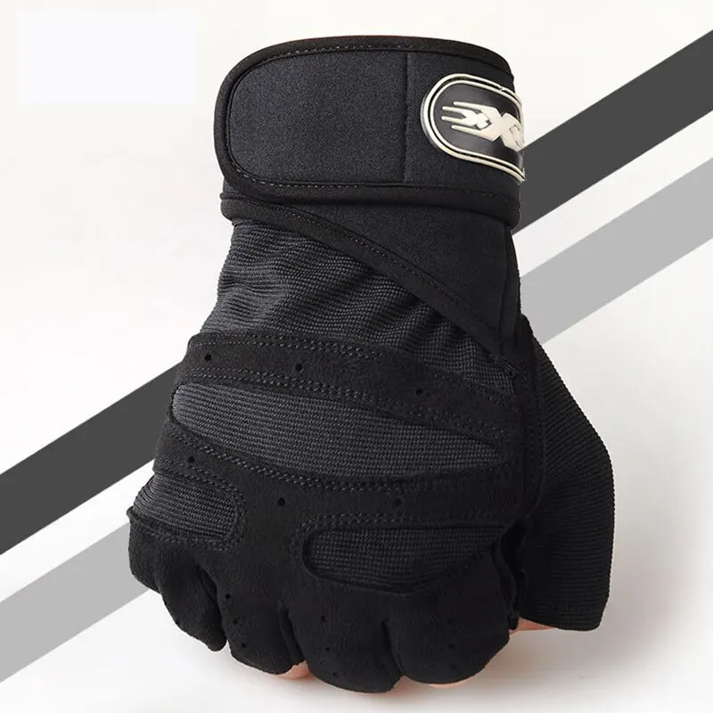 Men Cycling Fingerless Gloves Half Fingers For Bike Bicycles Gym Fitness Wrist Sport Exercise Training Outdoor Gloves