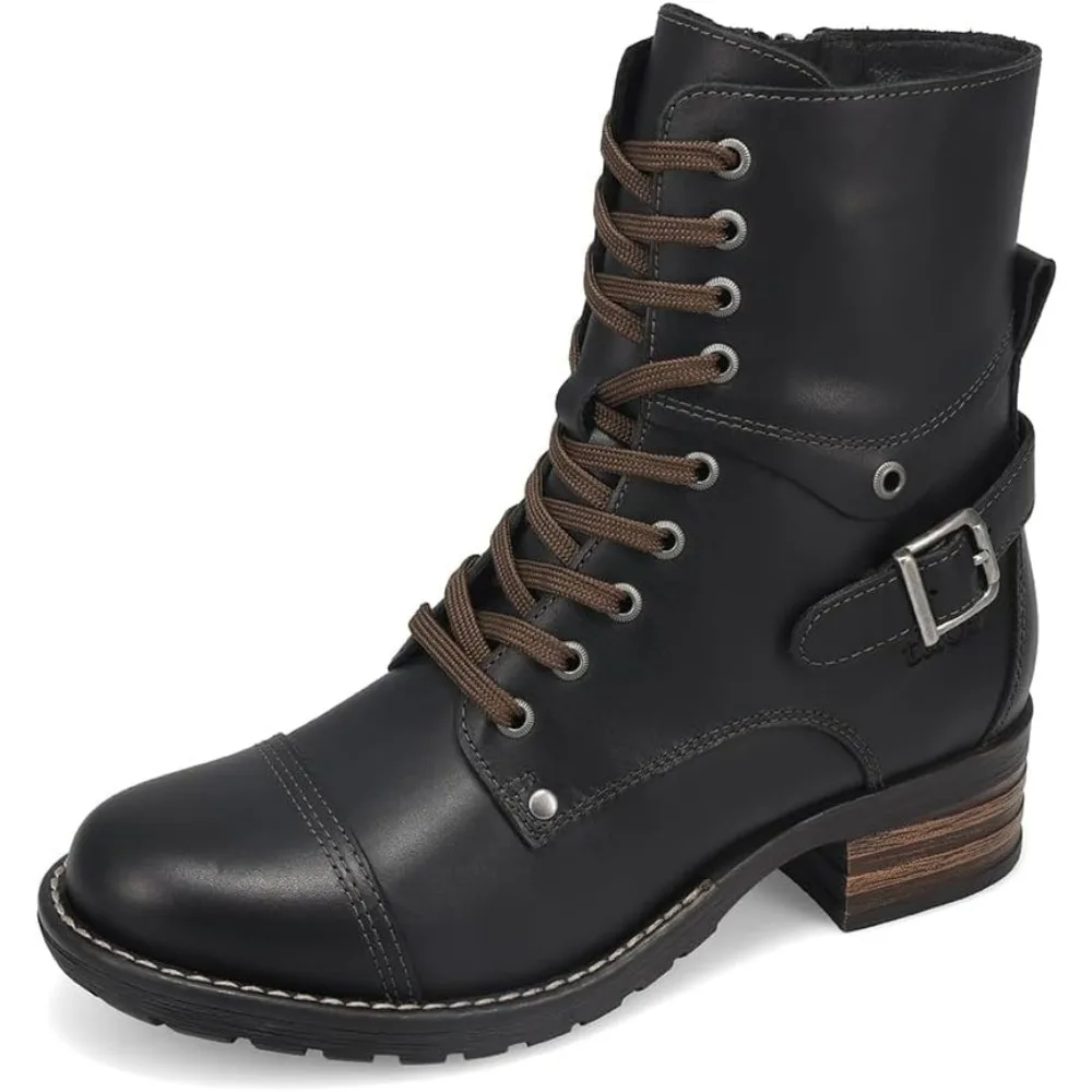 Women's Boots - Stylish and Classic Design for Everyday Fashion - Lacing & Zipper with Curves & Pods Removable Footbed