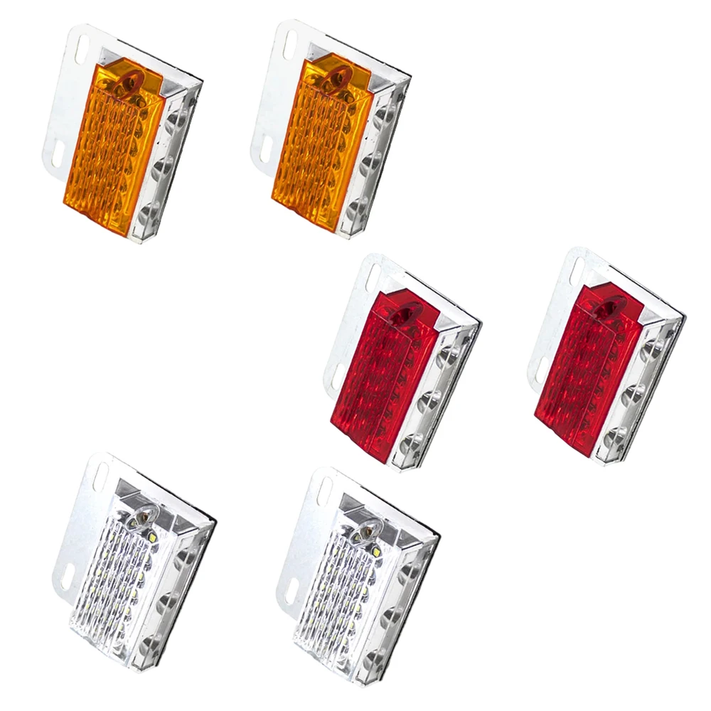 2pcs 24V 15 LED Side Marker Light Indicator Car External Squarde Warning Tail Light Signal Lamp 3 Modes Auto Trailer Truck Lorry