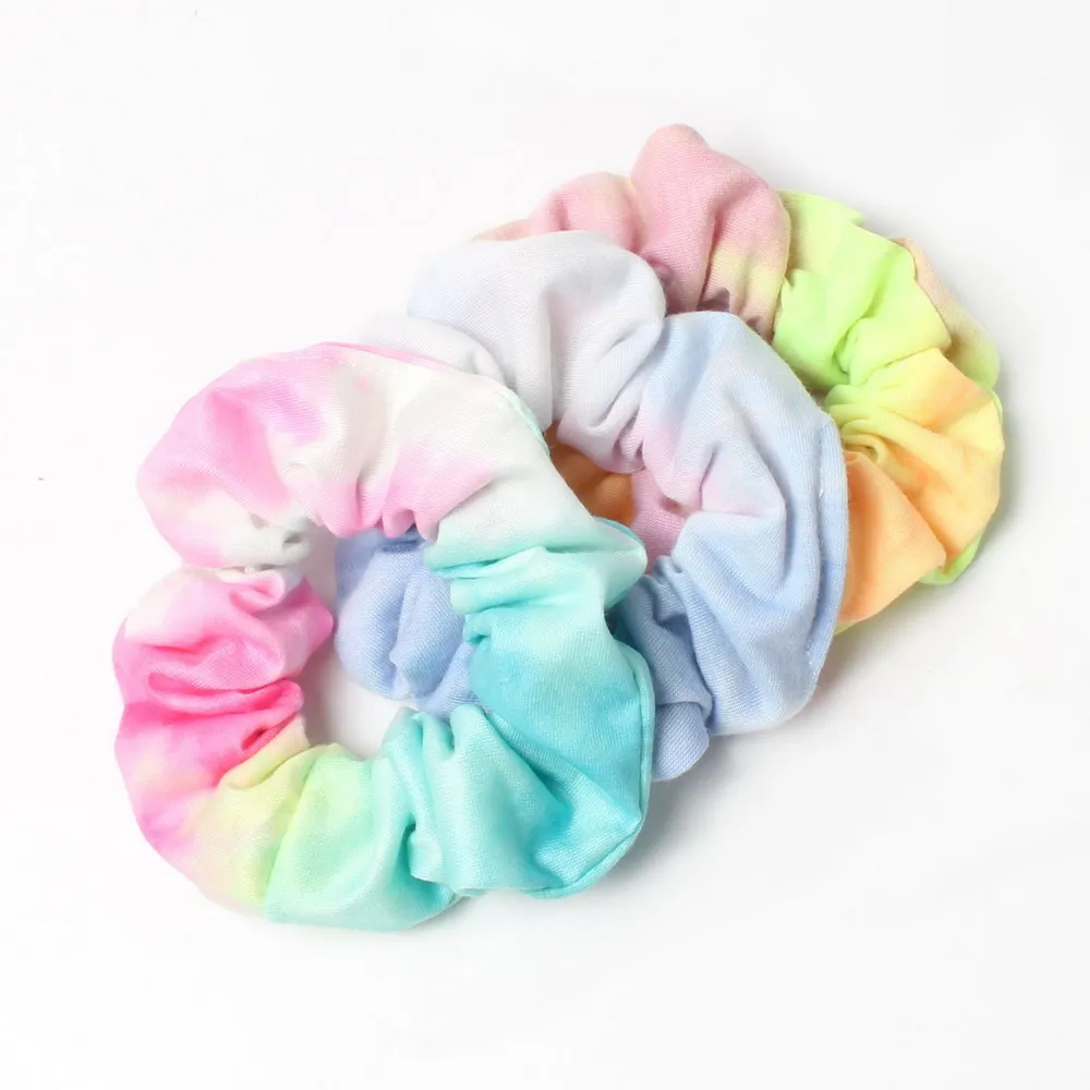 3pcs Tie Dyed Scrunchie Set  for Women Girls Headbands Elastic Rubber  Hair Tie Hair Rope Ring Ponytail Holder Hair Accessories