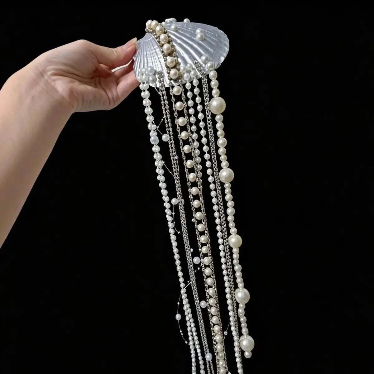 New Elf Mackerel Headgear Ocean Mermaid Shell Pearl Tassel Hair Accessories Catwalk Makeup Style Photography