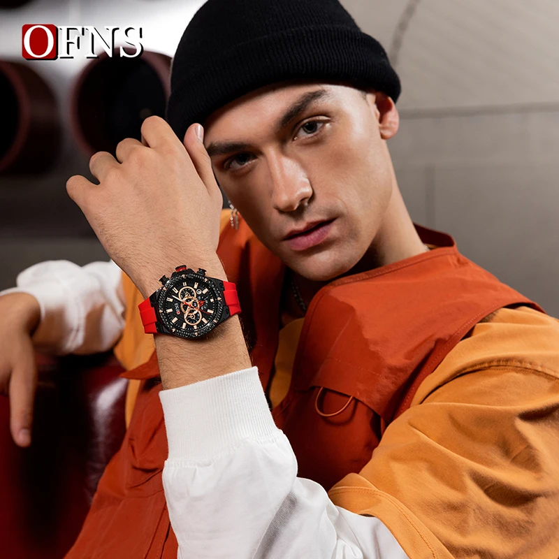 OFNS Top Brand Quartz  Men\'s Watch Casual Sports Waterproof Luminous Automatic Date Multifunction Fashion Trend Watches New Hot