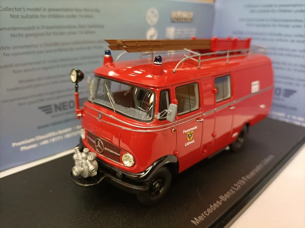 Neo 1:43 For L319 Feuerwehr Ludeck Fire Truck Limited Edition Resin Metal Static Car Model Toy Gift