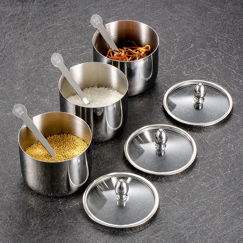 

304 Stainless Steel Seasoning Jar Set For Household Kitchen, Visual Seasoning, Pepper Powder Salt Seasoning Jar, Seasoning Tools
