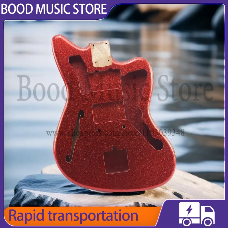 Red Jamaster Thinline Half hollow f-hole Electric Guitar Body Alder Wood Large particle shiny paint