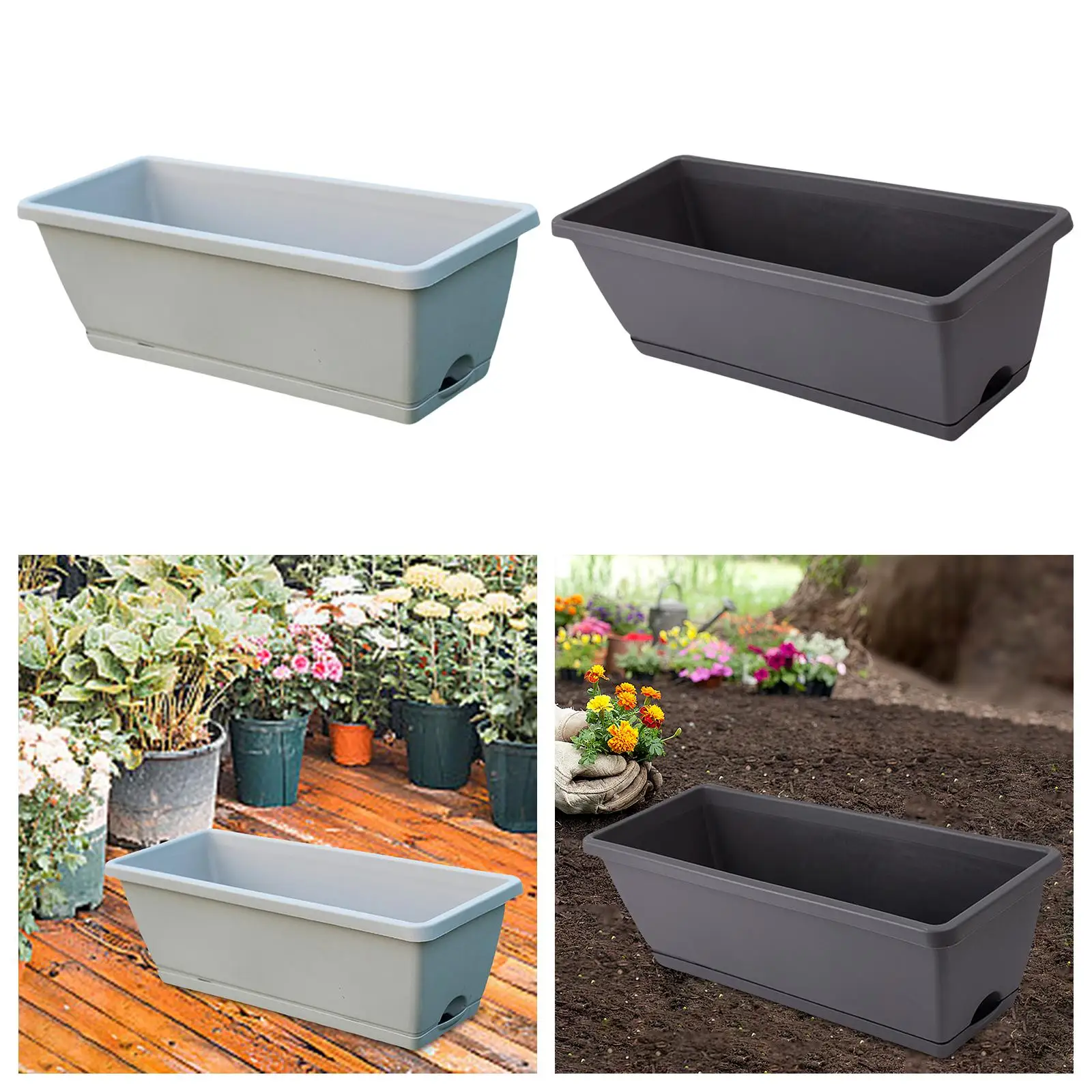 Flower Window Box Rectangular Container for Indoor Outdoor Windowsill Home